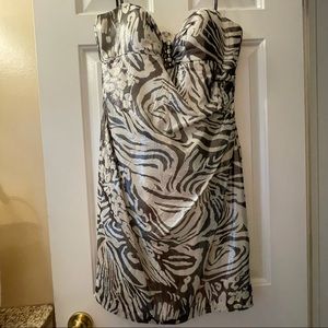 Strapless Metallic Zebra Print Dress